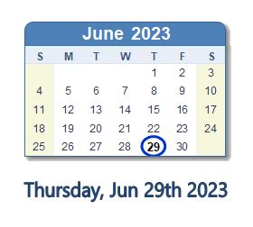 June 29, 2023 (Thursday) .